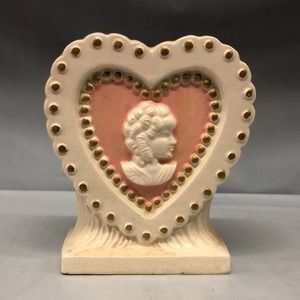 Vintage Ceramic Heart Shaped Plant Cameo Planter Vase Japan Modern Planter Plant